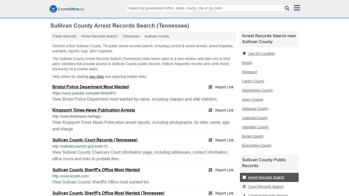 Arrest Records Search - Sullivan County, TN (Arrests ...